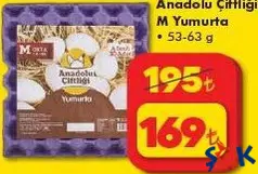 ANADOLU ÇİFTLİĞİ M YUMURTA 53-63 G 30'LU ANADOLU ÇİFTLİĞİ M YUMURTA 53-63 G 30'LU